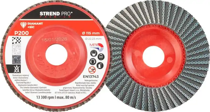 STREND PRO Diamantový brusný kotouč 115mm, P200, lamelový - Doporučujeme