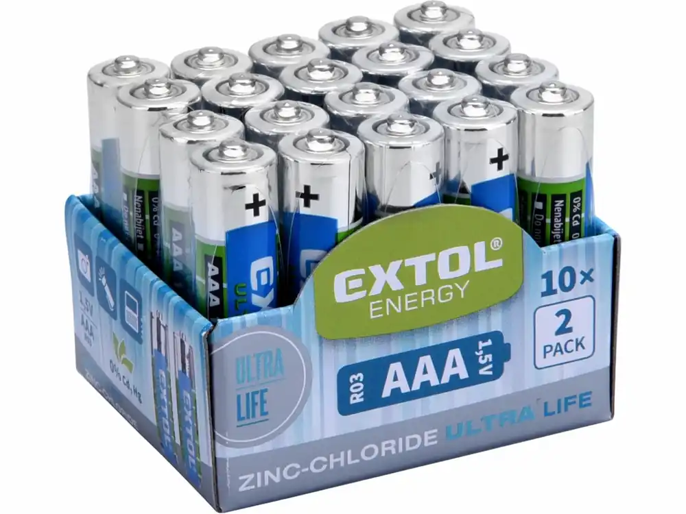 Špičkový produkt - EXTOL ENERGY Tužkové baterie AAA 1,5V (LR03) ZnCl balení 20ks