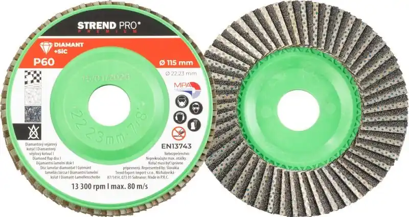 Lze objednat | STREND PRO Diamantový brusný kotouč 115mm, P60, lamelový