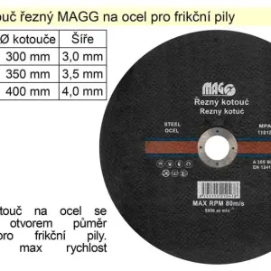Kotouč řezný na ocel pro frikční pily 300x3,0x32 MAGG | Pospěšte si