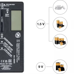 Ušetřete - BGS Technic Digitální zkoušečka tester baterií 1,5V-9V (AAA, AA, A, R03, CR, LR6, apod.)