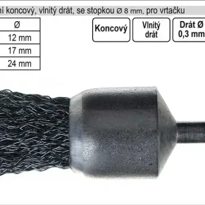 Kartáč rotační koncový 12mm vlnitý drát pro vrtačku | Objednejte dnes