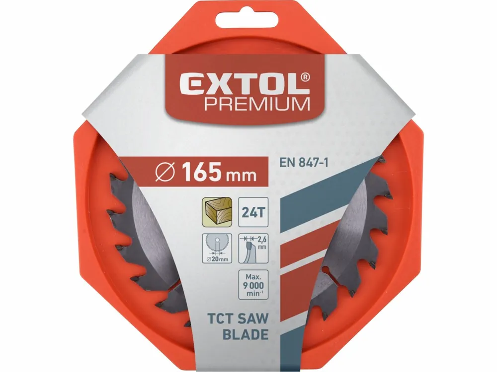 kotouč pilový s SK plátky, 165x2,0x20mm, 24T, šířka SK plátků 2,8mm, SK, EXTOL PREMIUM - Koupit nyní