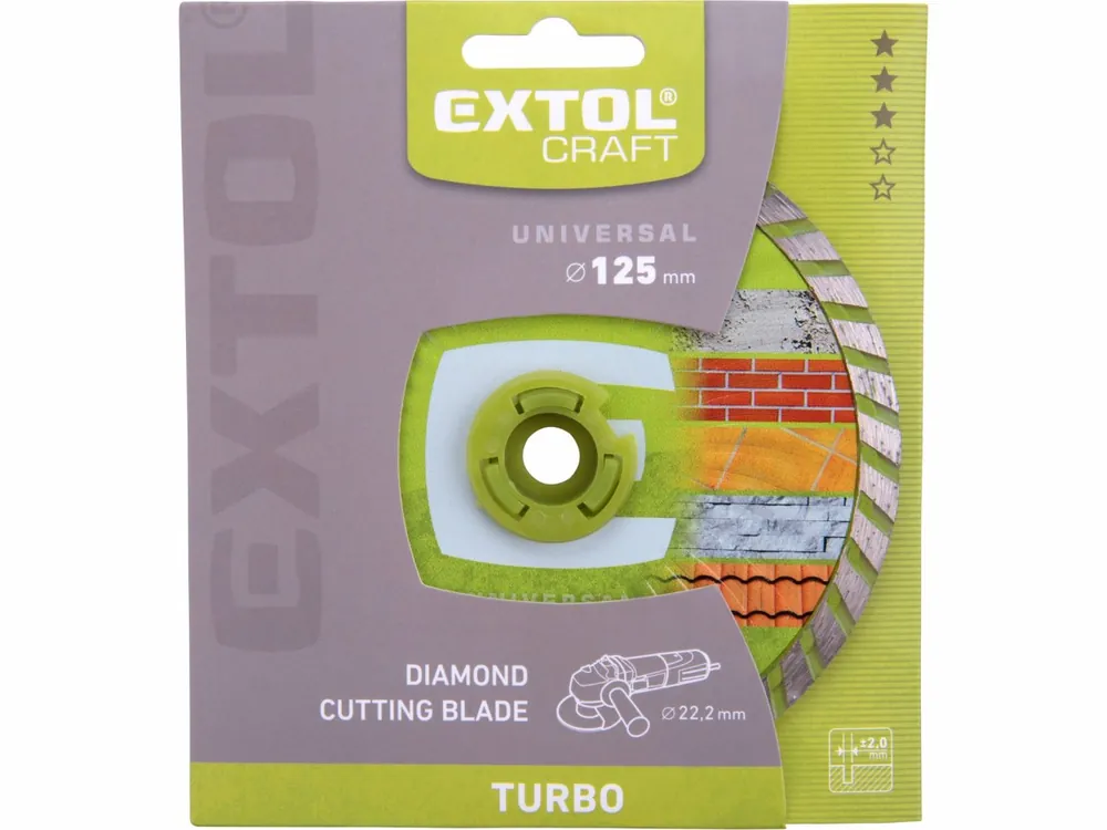 kotouč diamantový řezný turbo, 125x22,2mm, suché i mokré řezání, EXTOL CRAFT - Prodejní hit