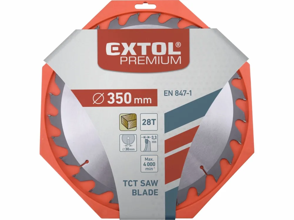 kotouč pilový s SK plátky, 350x2,5x30mm, 28T, šířka SK plátků 3,5mm, SK, EXTOL PREMIUM - Profesionální kvalita