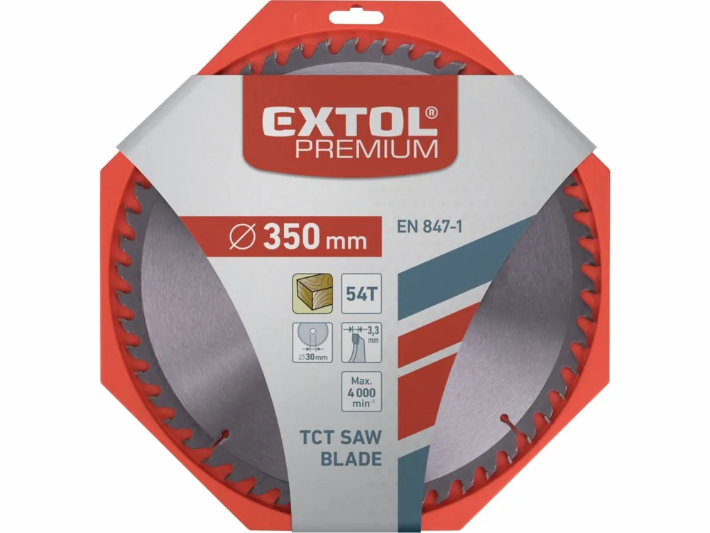 kotouč pilový s SK plátky, 350x2,5x30mm, 54T, šířka SK plátků 3,5mm, SK, EXTOL PREMIUM - Přímo od výrobce