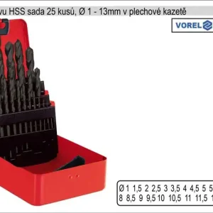 Rychlé dodání | Vrtáky do kovu sada HSS 25 kusů 1-13mm v plechové kazetě