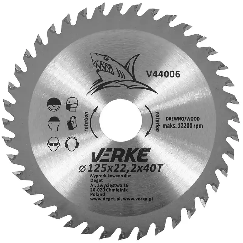 Doprodej | VERKE Pilový kotouč s SK plátky 125x22,2mm 40 zubů + redukce 12,7/16/20mm
