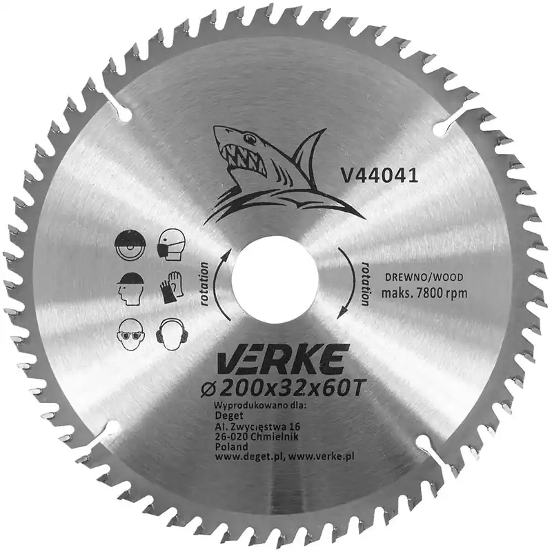 VERKE Pilový kotouč s SK plátky 200x32mm 60 zubů + redukce 16/20/25,4/30mm - Extra sleva