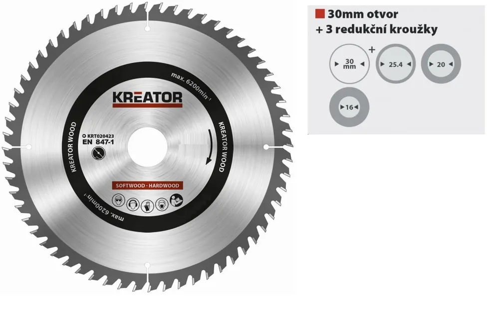KREATOR kotouč pilový s SK plátky, 216x2,2x30mm, 48T | Právě dorazilo