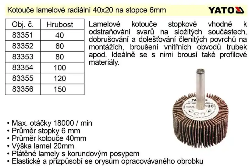 Kotouč lamelový radiální na stopce 40x20 P-60 | Poslední příležitost