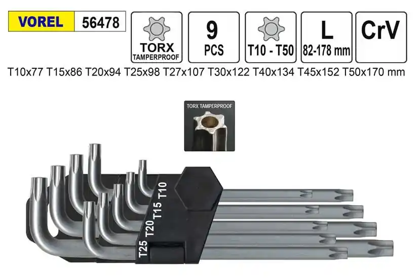 Klíče Torx zahnuté T10 - T50 | Koupit nyní
