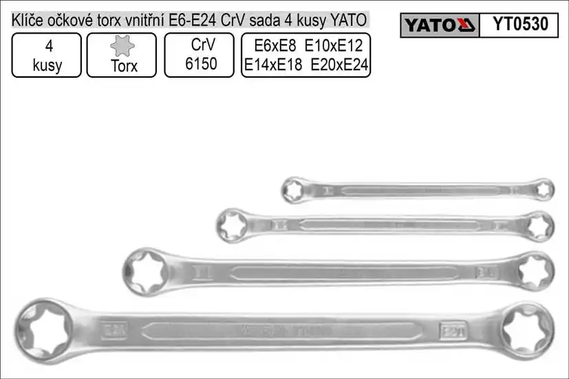 Klíče očkové torx vnitřní sada 4 kusy E6-E24mm CrV Yato - Outlet