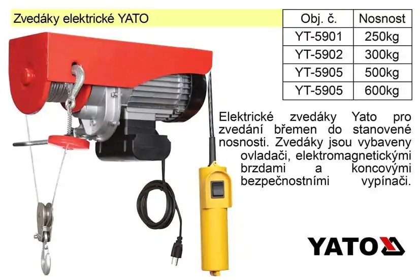 Mezi nejprodávanějšími - Elektrická kočka na zvedání do 600 kg YT-5905