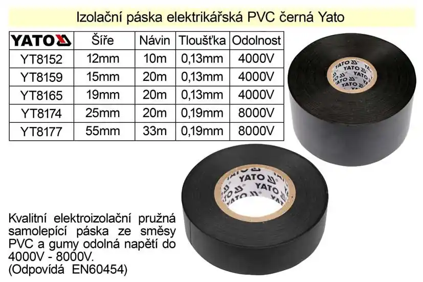 Izolační páska elektrikářská PVC šíře 15mm délka 20m černá Yato | Pouze dnes