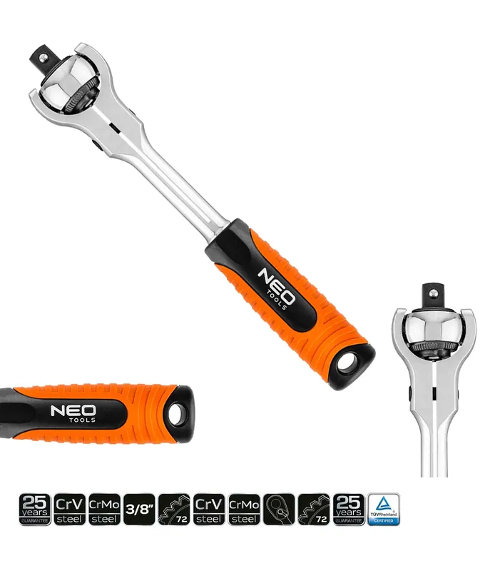 NEO TOOLS Ráčna 1/2" přepínací otočná hlava 360° 72 zubů, 250mm | Zbývá jen pár kusů