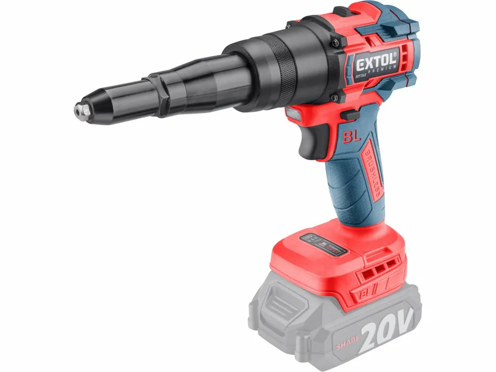 Rychlá expedice - EXTOL PREMIUM Aku nýtovací pistole SHARE20V, BRUSHLESS, bez baterie a nabíječky 8891869