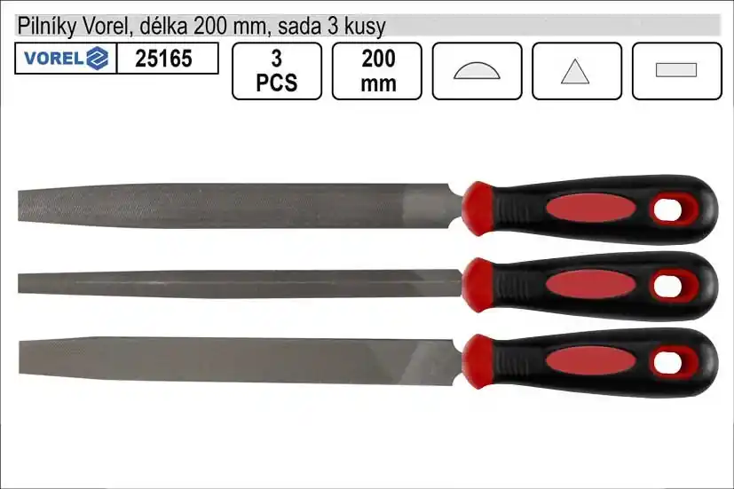Pilníky VOREL délka 200mm sada 3 kusy - Velmi žádaný produkt