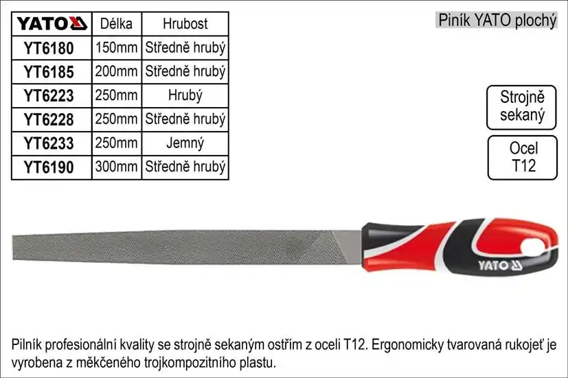 Čerstvá novinka | Pilník YATO plochý délka 300mm středně hrubý