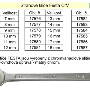 Akční sleva - Očkoplochý klíč FESTA 33mm CrV