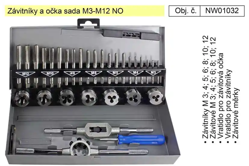 Snížená cena - Závitníky a očka sada M3-M12 NO - NW01032, sada závitníků