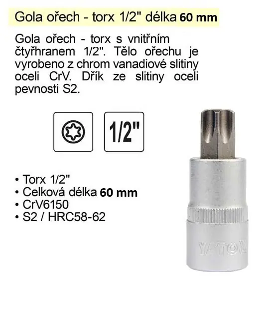Gola ořech torx 1/2" T35 | Výborné hodnocení