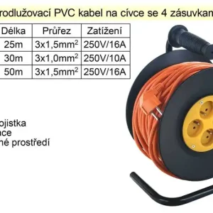 Jen po omezenou dobu - Prodlužovací kabel 25 m na cívce 4 zásuvky