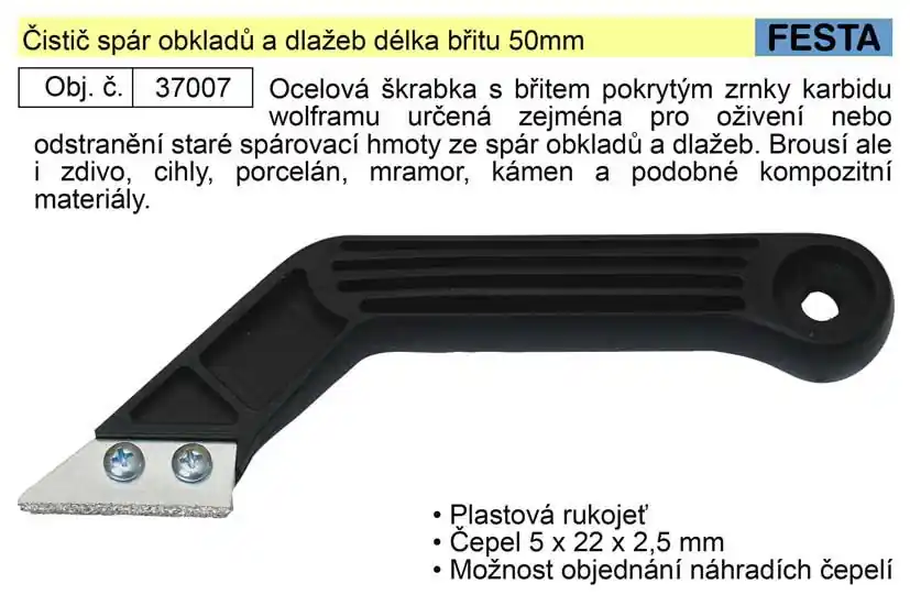 Čistič spár obkladů a dlažeb délka břitu 50mm | Prémiová kvalita
