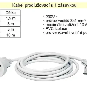 Prodlužovací kabel 1 zásuvka délka 2 m - Kupte nyní