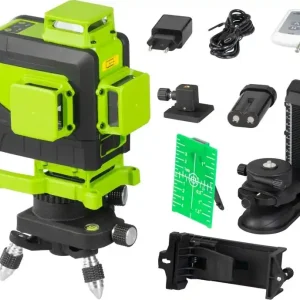 STREND PRO 904DG Křížový laser 3D 360° zelený paprsek, samonivelační, 30/50m, dál. ovladač - Čerstvá novinka