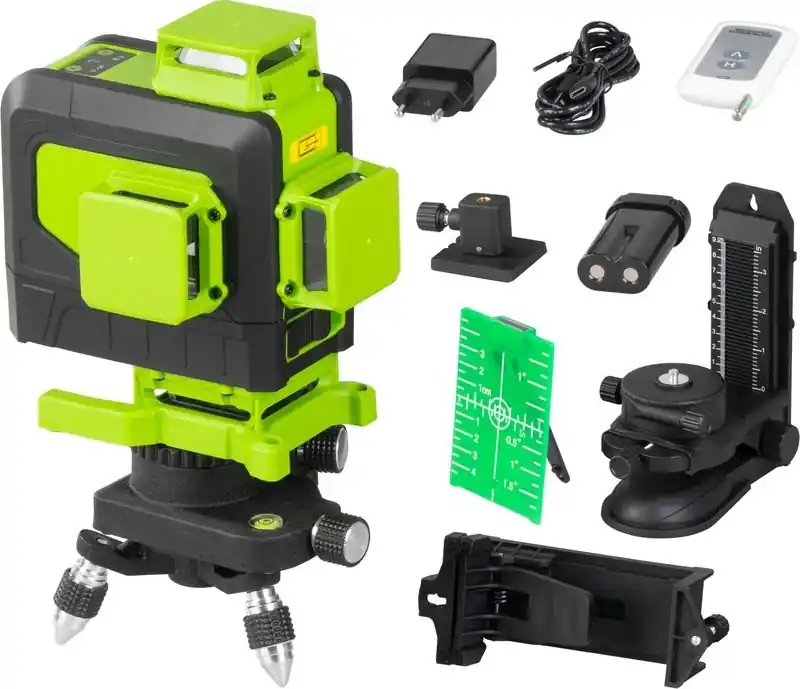 STREND PRO 904DG Křížový laser 3D 360° zelený paprsek, samonivelační, 30/50m, dál. ovladač - Čerstvá novinka