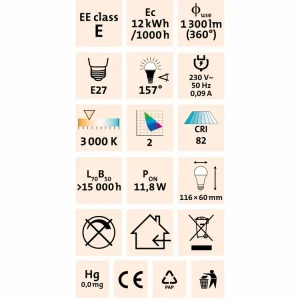 Žárovka LED klasická, 12W, 1055Lm, E27, teplá bílá, EXTOL LIGHT 43004 | Nově v sortimentu
