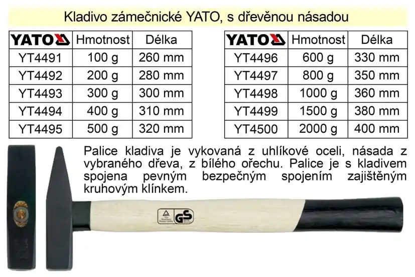 Pouze dnes | Kladivo zámečnické s dřevěnou násadou 100g
