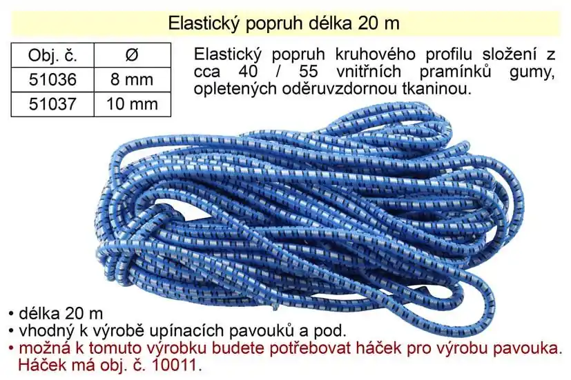 Rychlé doručení | Gumový elastický popruh 20 m x 10 mm