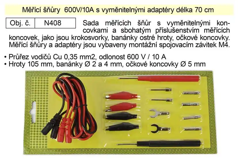 Měřící šňůry 600V/10A s vyměnitelnými adaptéry - Top produkt