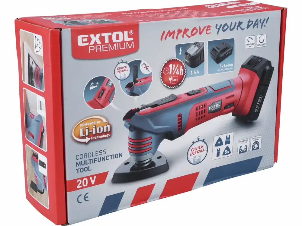 Premium - Bruska multifunkční aku SHARE20V, rychloupínací, 20V Li-ion, bez baterie a nabíječky