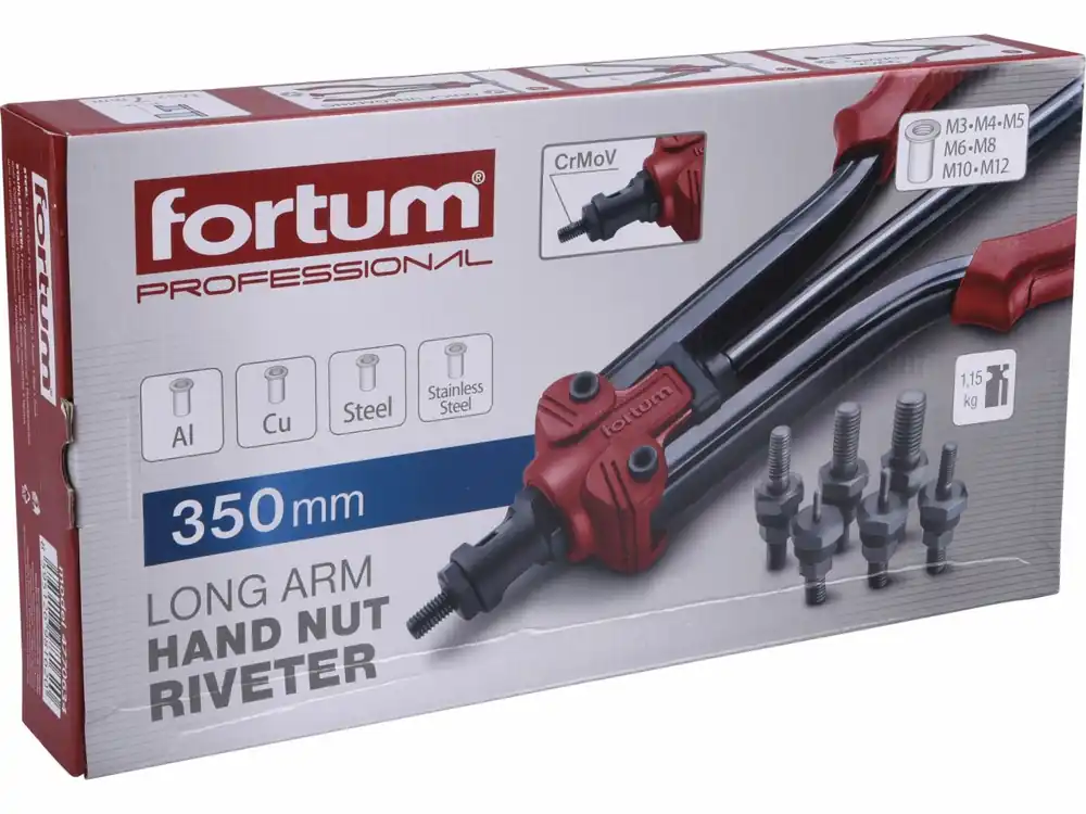 FORTUM kleště nýtovací pákové, rychloupínací, na maticové nýty M3-M12, 350mm, - Oblíbený u zákazníků