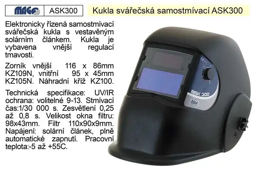 Svářecí kukla samostmívací ASK 300 - Doprodej