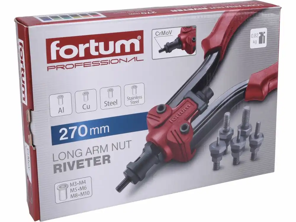 FORTUM kleště nýtovací pákové na maticové nýty M3-M10, 270mm 4770636 | Snížená cena
