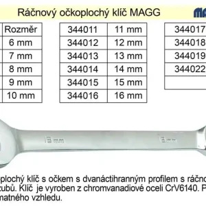 Jen po omezenou dobu - Ráčnový klíč Magg očkoplochý 9mm