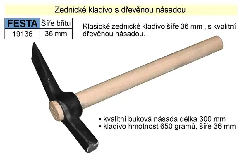 FESTA Kladivo zednické, s dřevěnou násadou, klasické | Koupit nyní