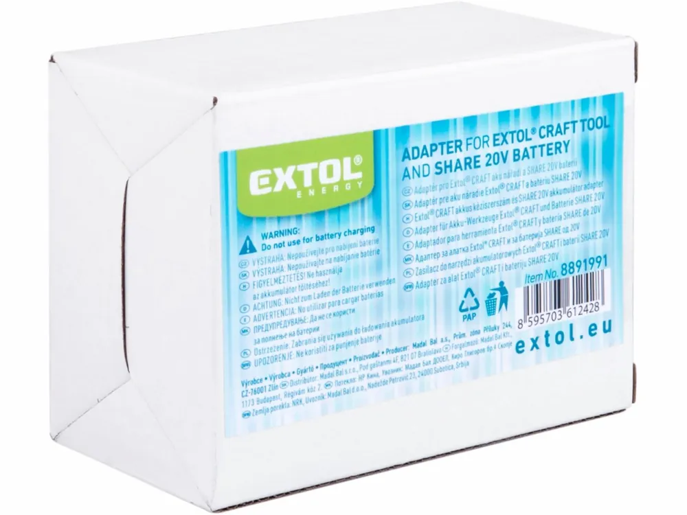 Akční sleva | EXTOL ENERGY Redukce adaptér pro EXTOL CRAFT 20V (Makita) stroj a SHARE20V baterii