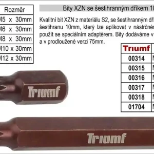 Bit XZN M10 se šestihranným dříkem 10mm, délka 30mm - Poslední příležitost