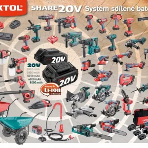 EXTOL INDUSTRIAL utahovák rázový 1/2" aku SHARE20V, 250Nm, 20V Li-ion, 2000 mAh - Oblíbený produkt