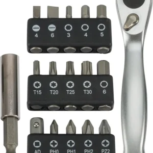 Nový produkt | 4MECHANIX Ráčna na bity 1/4", délka 93mm, se sadou bitů 17ks