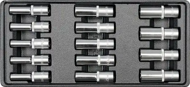 Velká sleva - Vložka do zásuvky YT-5539, nástrčné klíče prodloužené,1/2", 8 - 21 mm, sada 14 kusů, Yato