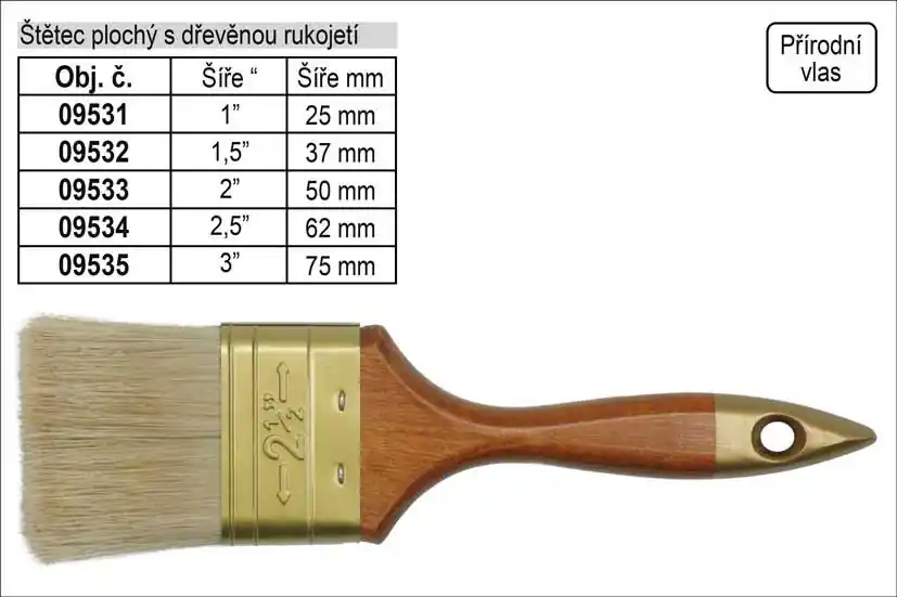 Štětec plochý anglického typu šíře 1" - Nyní k dispozici