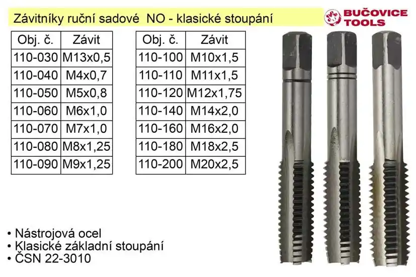 Doporučujeme | Závitníky ruční sadové M8x1,25 NO klasický závit