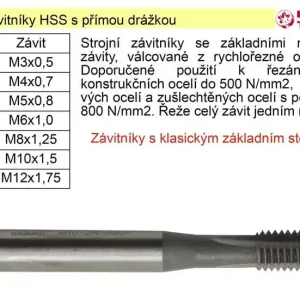 Sadový závitník M4,5x0,5 HSS přímá drážka - Velmi žádaný produkt