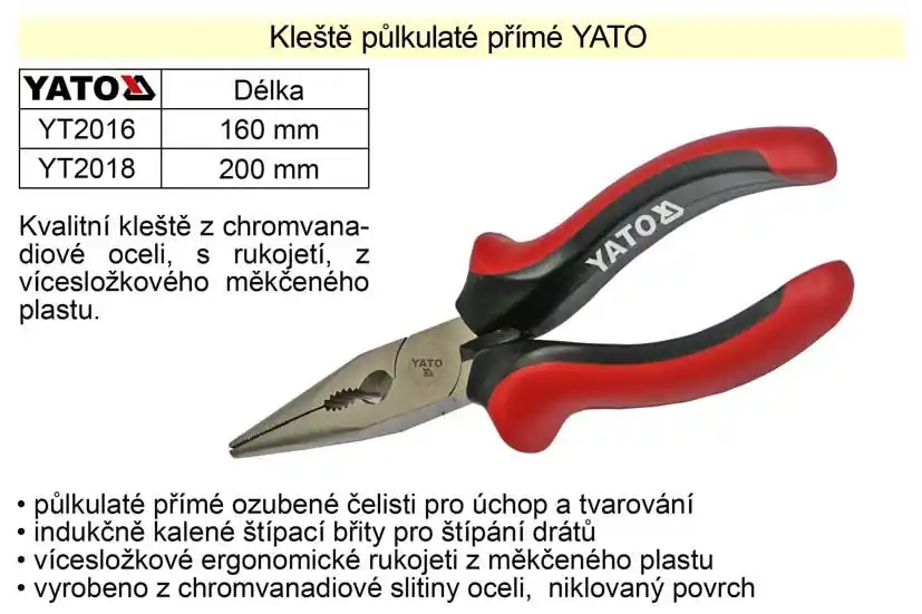 Velká sleva | Kleště YATO půlkulaté přímé 200mm